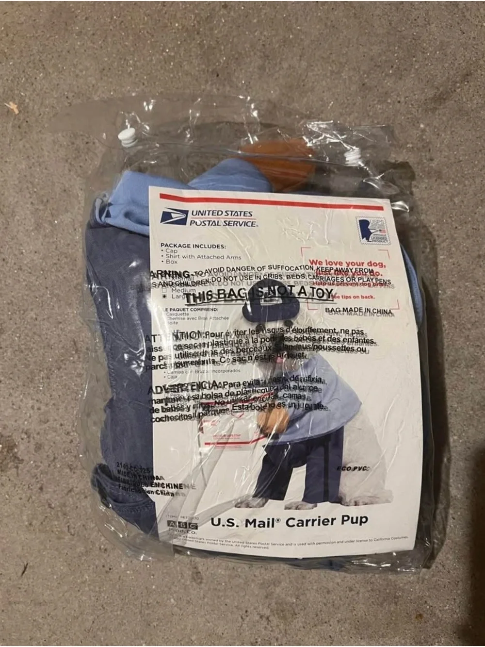 U.S. Mail Carrier Dog Costume - Blue and Dark Blue